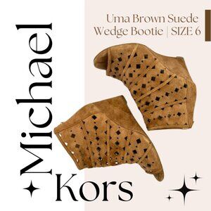 MICHAEL KORS - *BOHO CHIC* Uma Brown Suede Ankle Wedge Bootie | SIZE 6